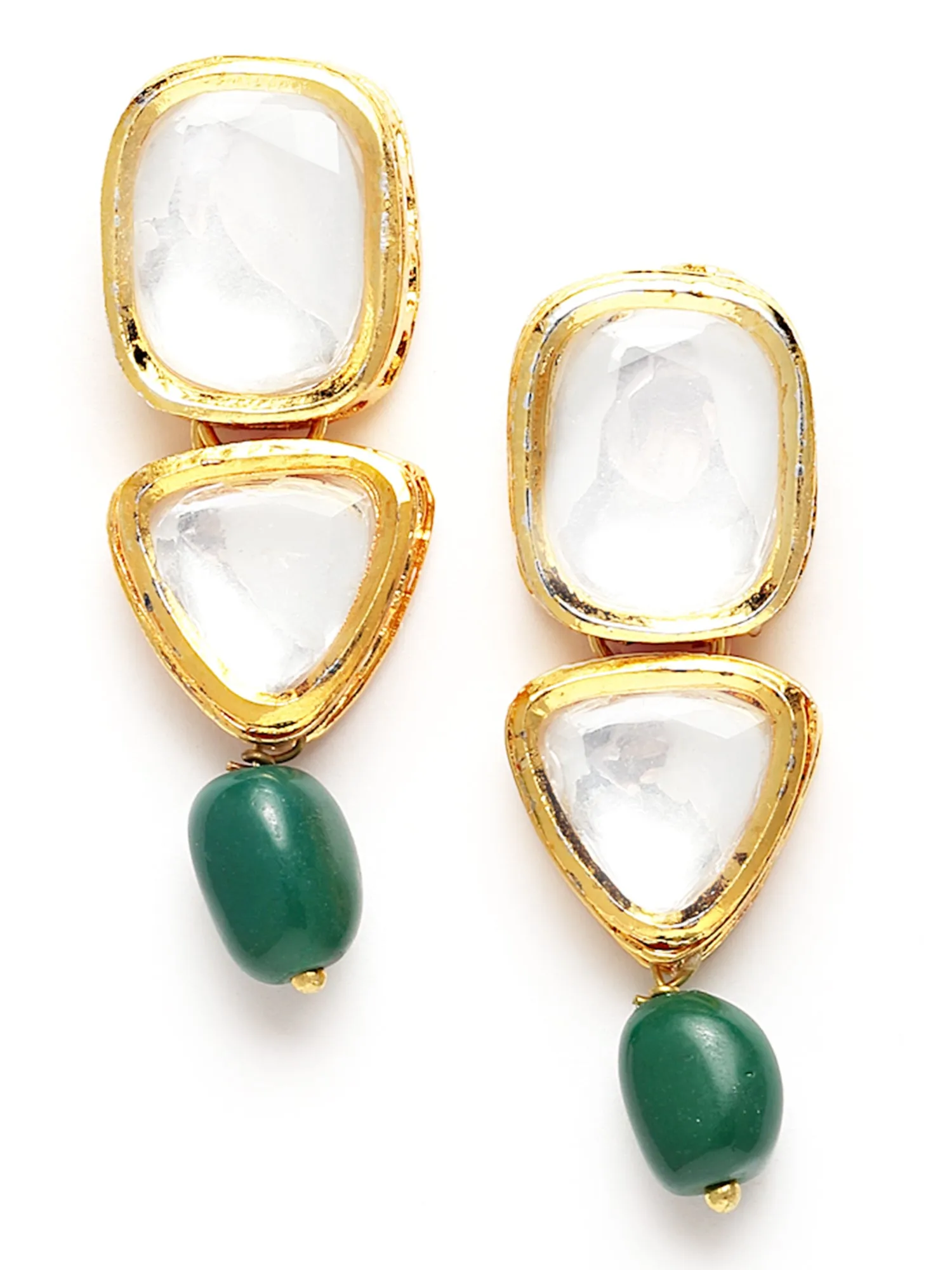 Karatcart Green Tumble Polki Choker Necklace Set for Women