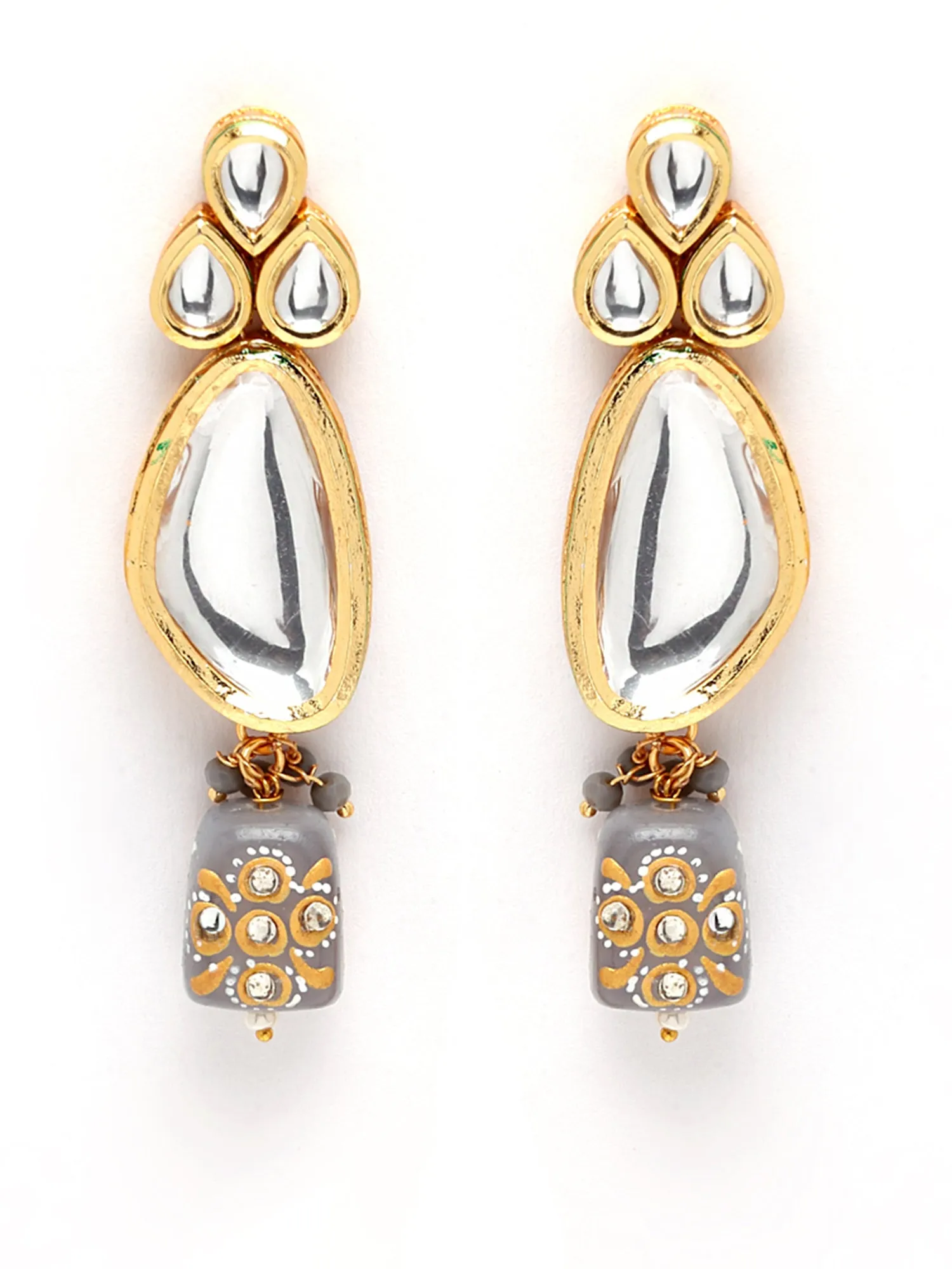 Karatcart Grey Tumble Studded Polki Kundan Choker Necklace Set For Women