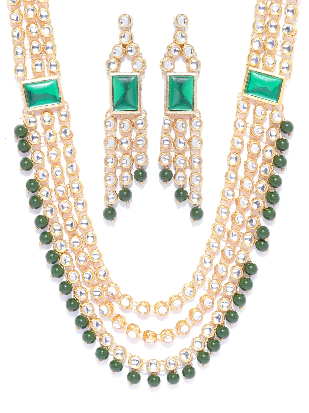 Karatcart Kundan Green Long Rani Haar