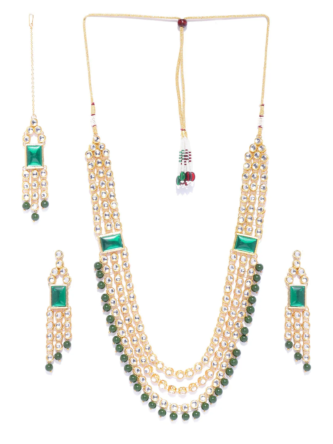 Karatcart Kundan Green Long Rani Haar