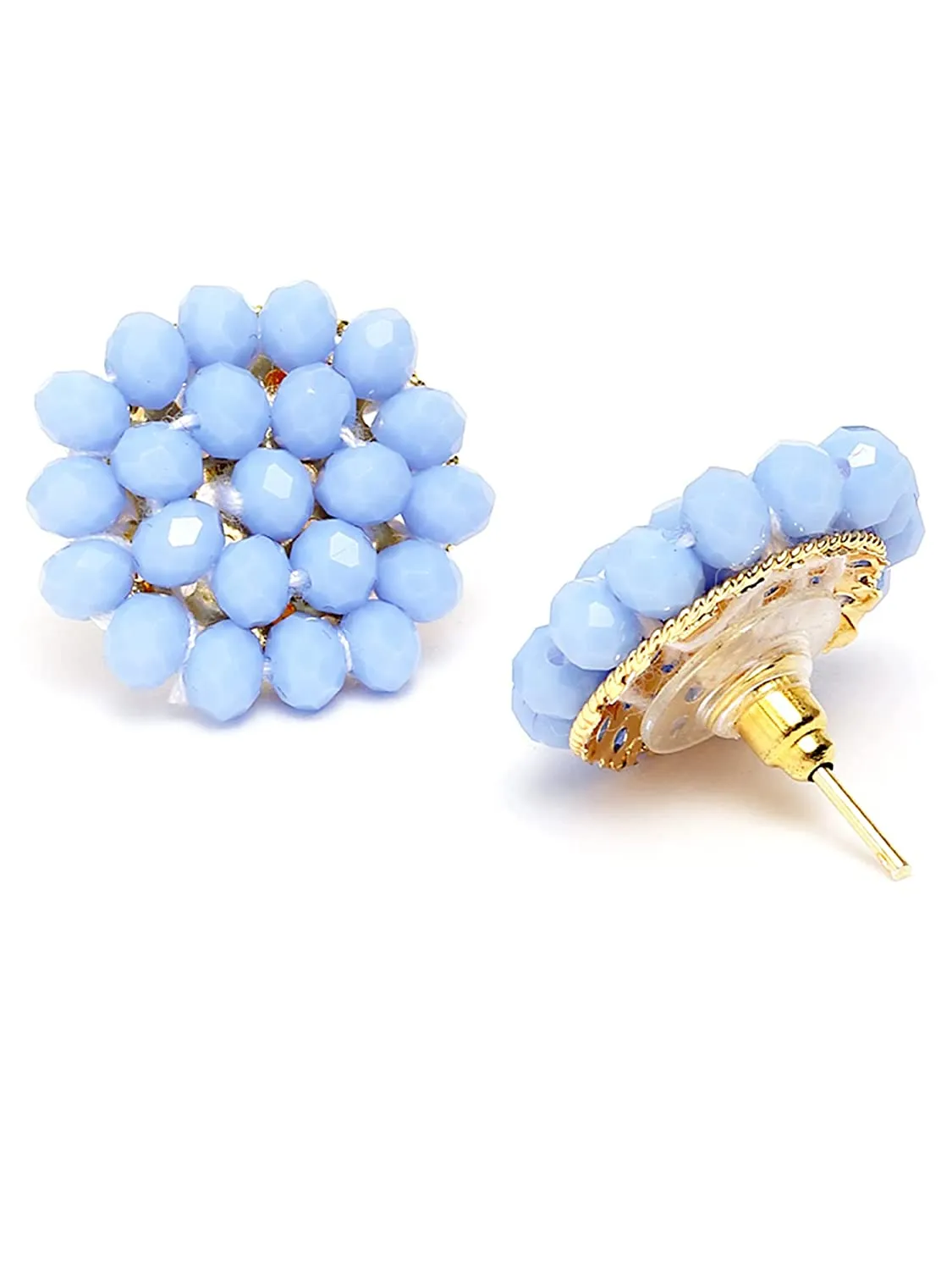 Karatcart Light Blue Crystal Beaded Choker Necklace Setfor Women