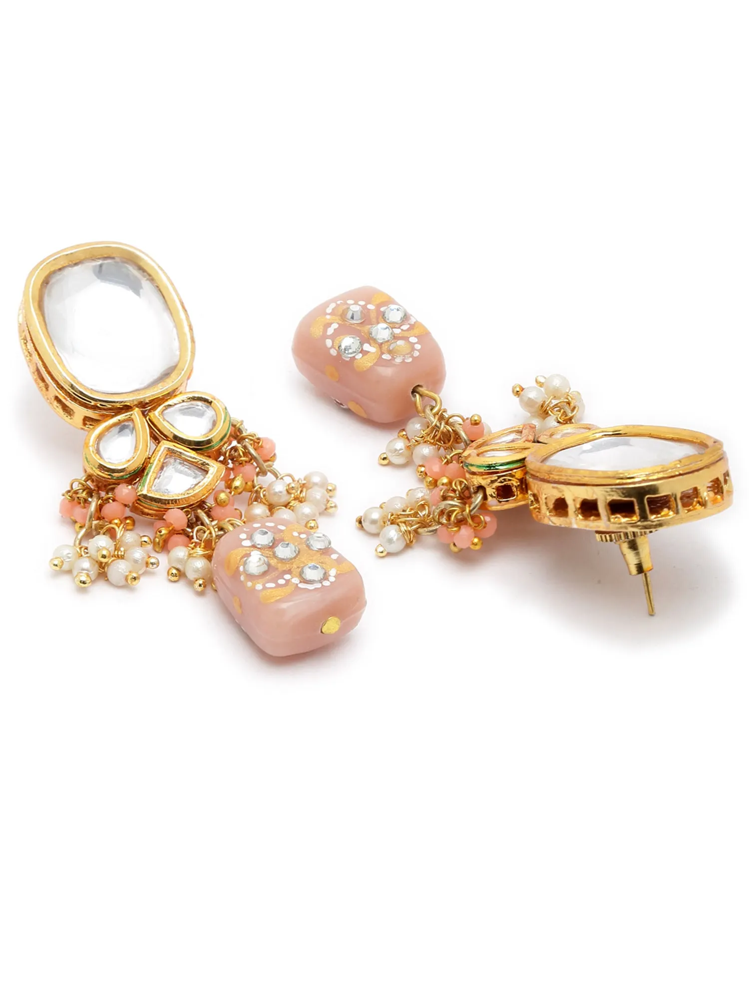 Karatcart Peach Designer Tumble Polki Kundan Necklace Set