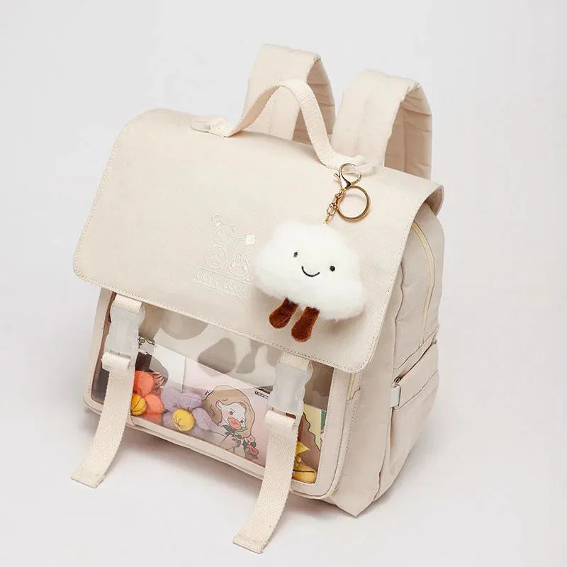Kawaii Clear Pocket Ita Bag 🎒✨ | Stylish Women’s Transparent Backpack for College & Travel 🌸🎀