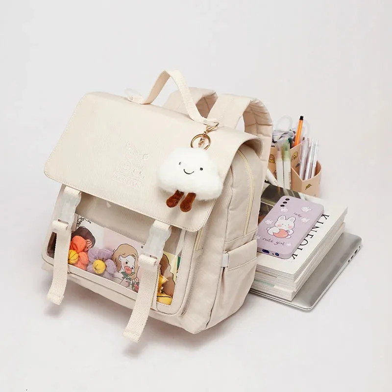 Kawaii Clear Pocket Ita Bag 🎒✨ | Stylish Women’s Transparent Backpack for College & Travel 🌸🎀