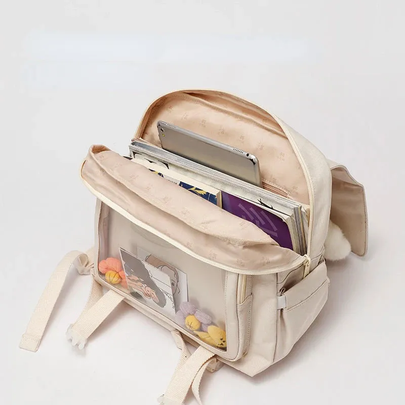 Kawaii Clear Pocket Ita Bag 🎒✨ | Stylish Women’s Transparent Backpack for College & Travel 🌸🎀