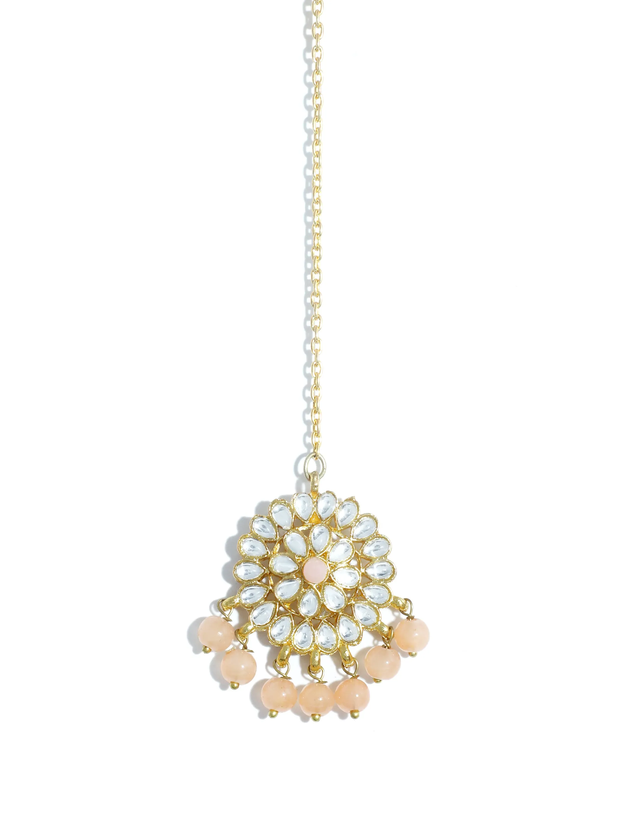 Kundan Peach Choker Necklace Set