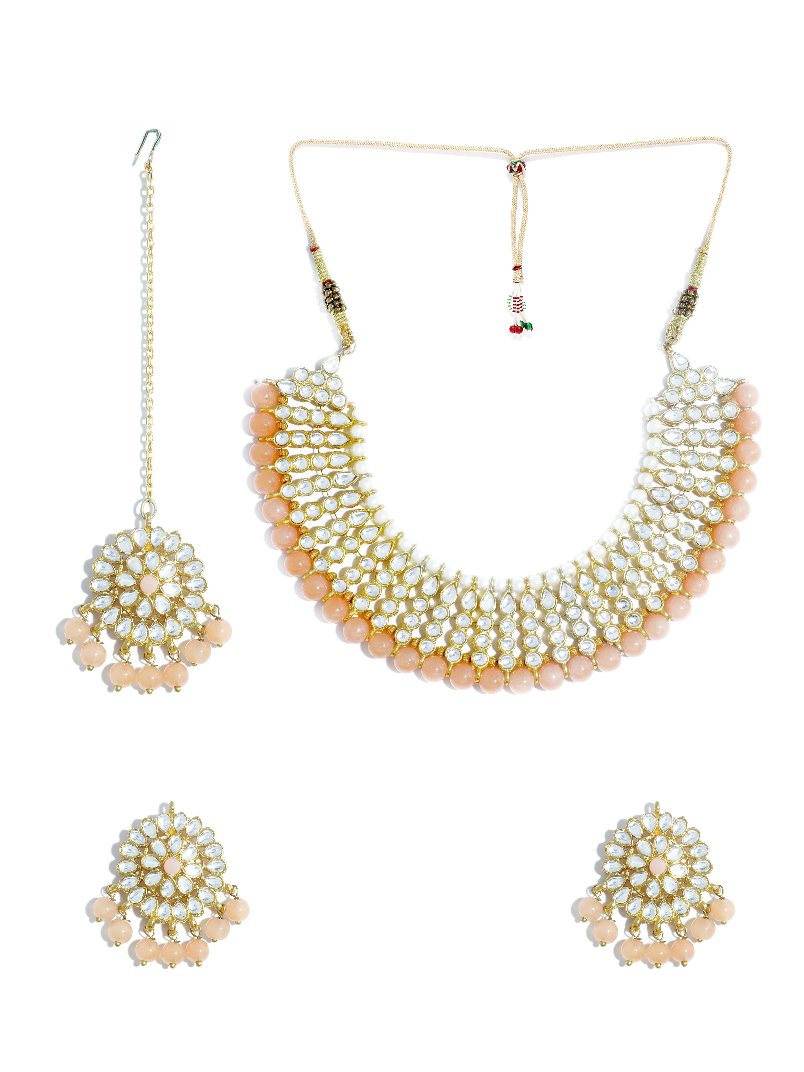 Kundan Peach Choker Necklace Set