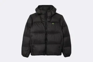Lacoste Men's Water-Repellent Hooded Puffer Jacket Black