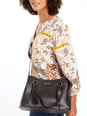 Ladies Abigail Relaxed Satchel Bag - Black