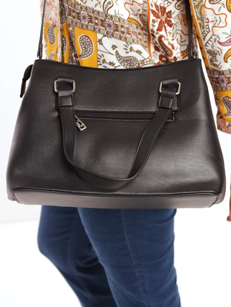 Ladies Abigail Relaxed Satchel Bag - Black