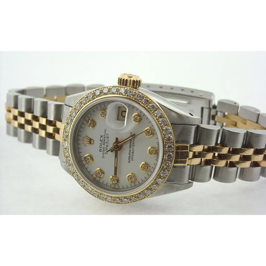 Ladies Rolex Date-Just Watch Diamond White Dial Bezel