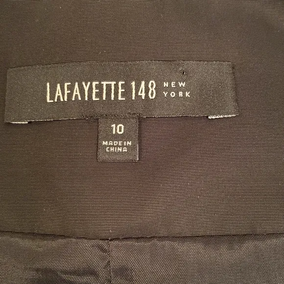 Lafayette 148 New York Gold Black Metallic Brocade Glitzy Striped Skirt Size 10