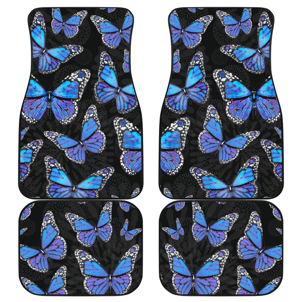 Large Blue Butterflies Front And Back Car Mats (Set Of 4)
