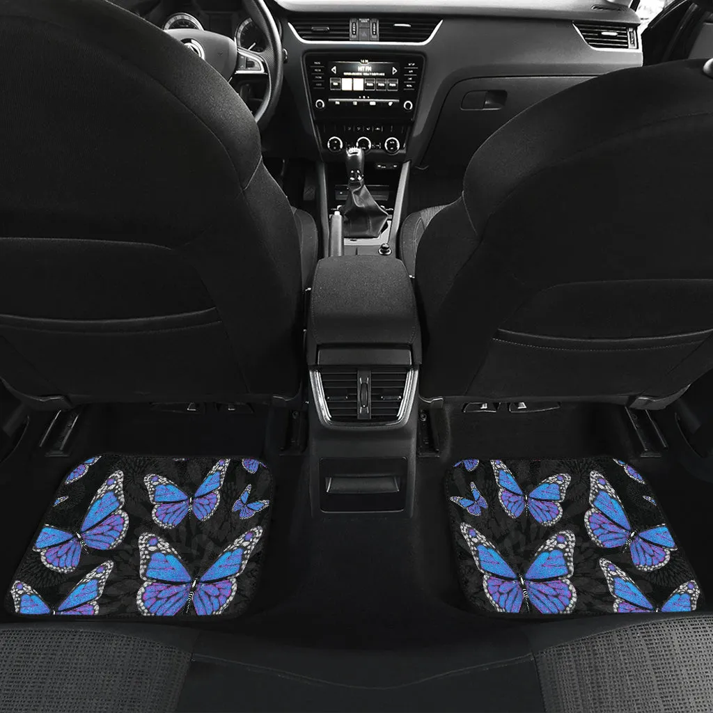 Large Blue Butterflies Front And Back Car Mats (Set Of 4)