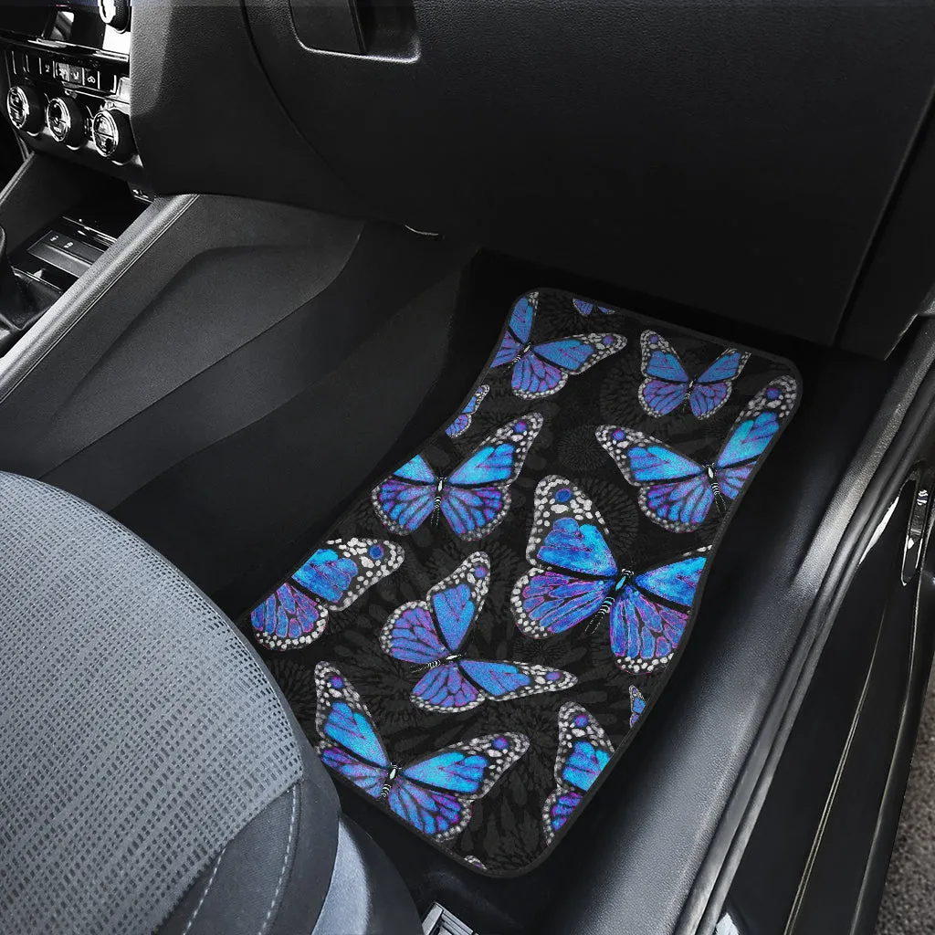 Large Blue Butterflies Front And Back Car Mats (Set Of 4)