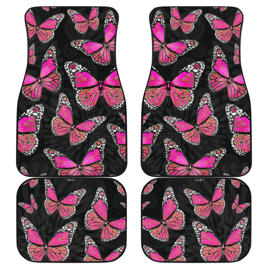 Large Pink Butterflies Front And Back Car Mats (Set Of 4)