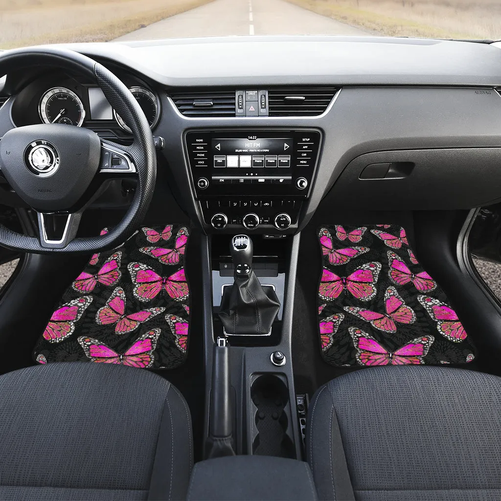 Large Pink Butterflies Front And Back Car Mats (Set Of 4)