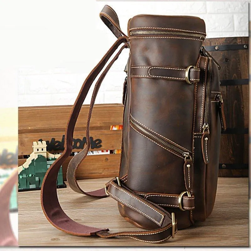 Large Vintage Leather Backpack for Laptop
