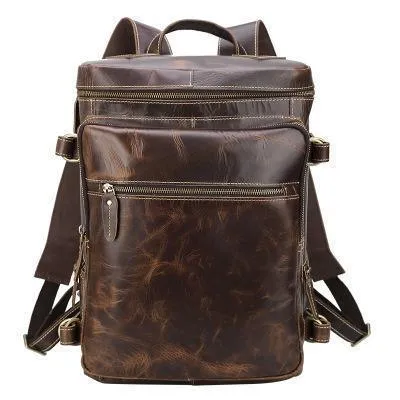 Large Vintage Leather Backpack for Laptop