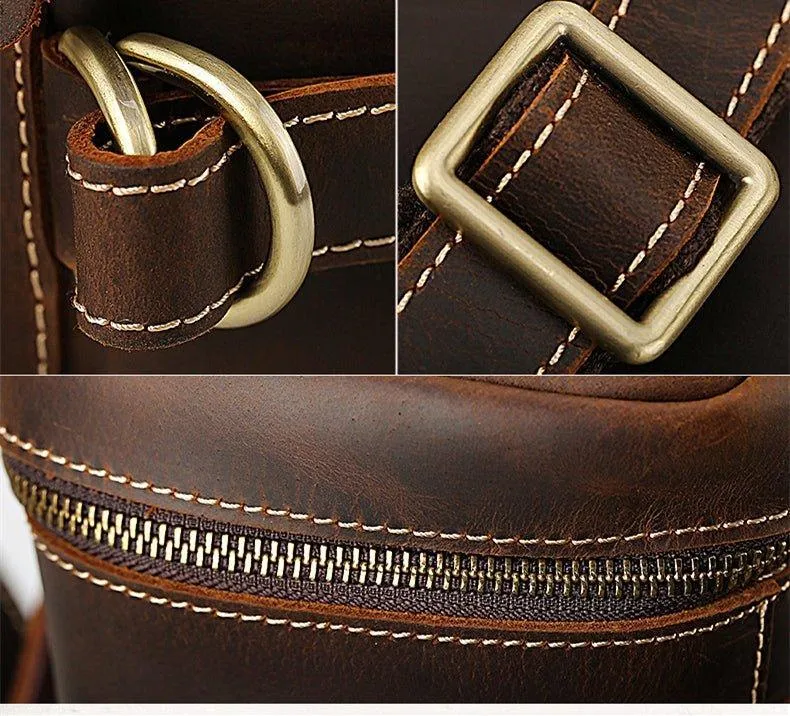 Large Vintage Leather Backpack for Laptop