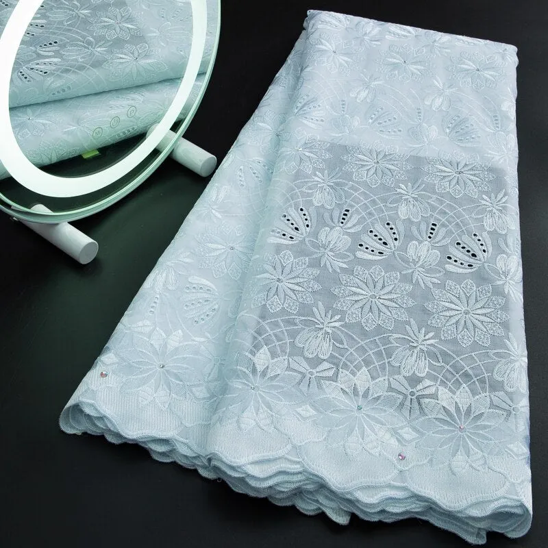 Last African Cotton Lace Fabric 2023 High Quality Lace Swiss Voile Lace Fabric Nigerian Lace Fabrics For Women Party Sew A 3253