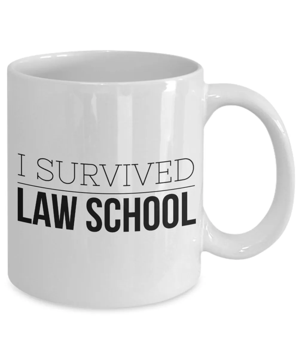 Law Graduation Coffee Mug - I Survived Law School Ceramic Coffee Cup