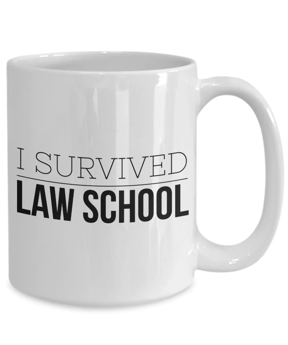 Law Graduation Coffee Mug - I Survived Law School Ceramic Coffee Cup
