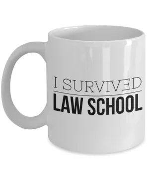 Law Graduation Coffee Mug - I Survived Law School Ceramic Coffee Cup