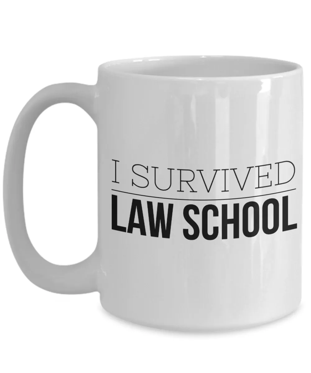 Law Graduation Coffee Mug - I Survived Law School Ceramic Coffee Cup