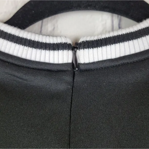 LDT Dillards black white half sleeve short knee length zipper front dress