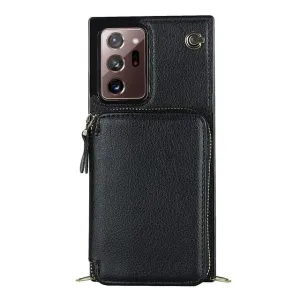 Leather Wallet Case With Lanyard For Samsung Note