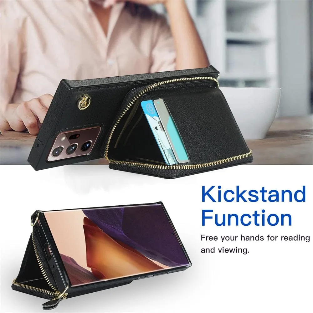 Leather Wallet Case With Lanyard For Samsung Note