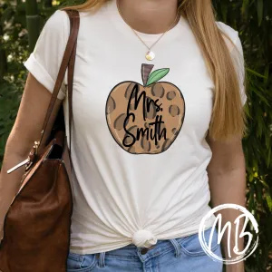 Leopard Apple w/name Adult Tee