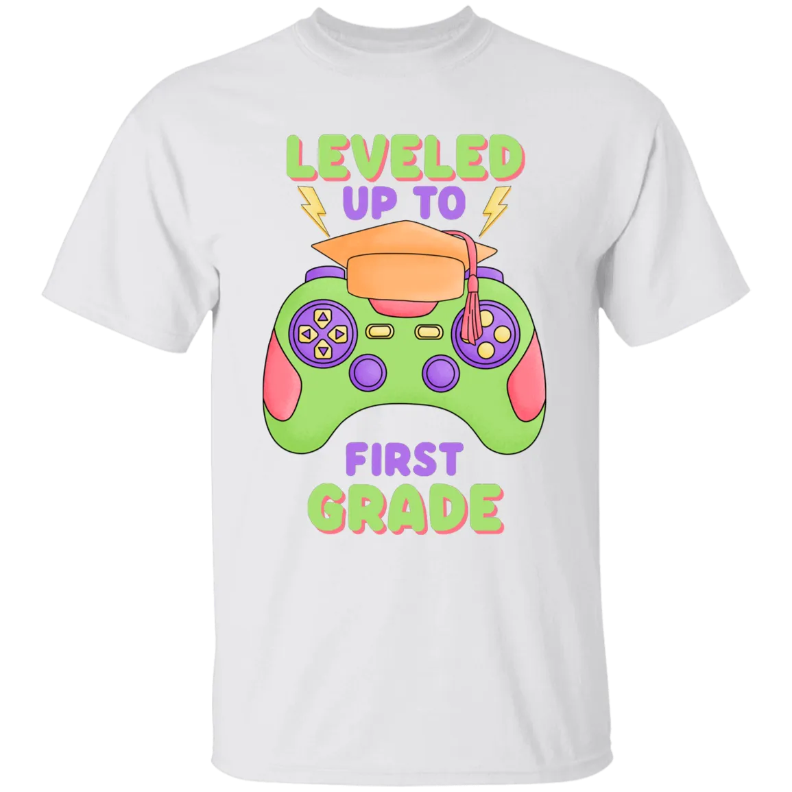 Leveled Up To First Grade Youth Cotton T-Shirt