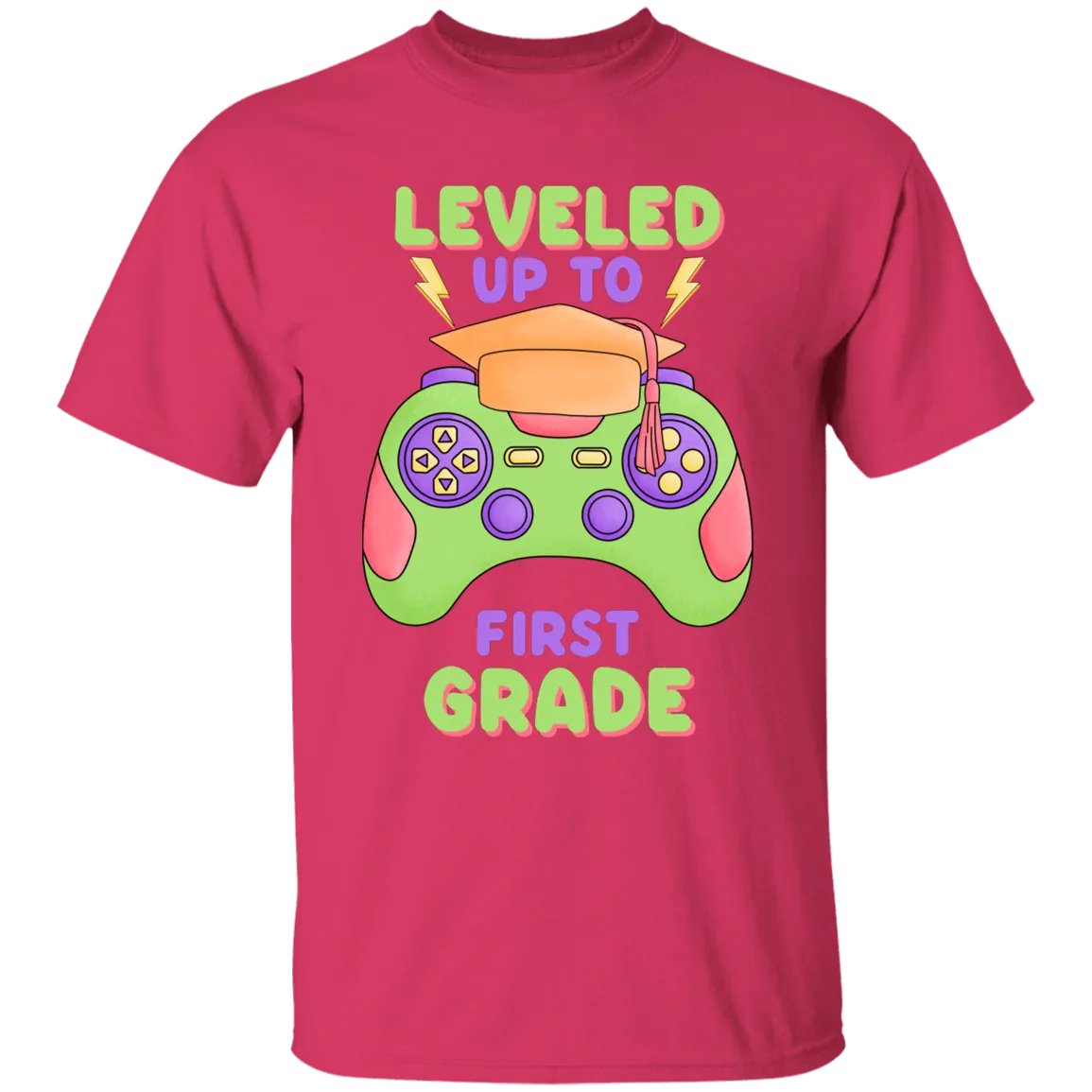 Leveled Up To First Grade Youth Cotton T-Shirt