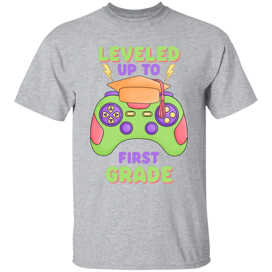 Leveled Up To First Grade Youth Cotton T-Shirt