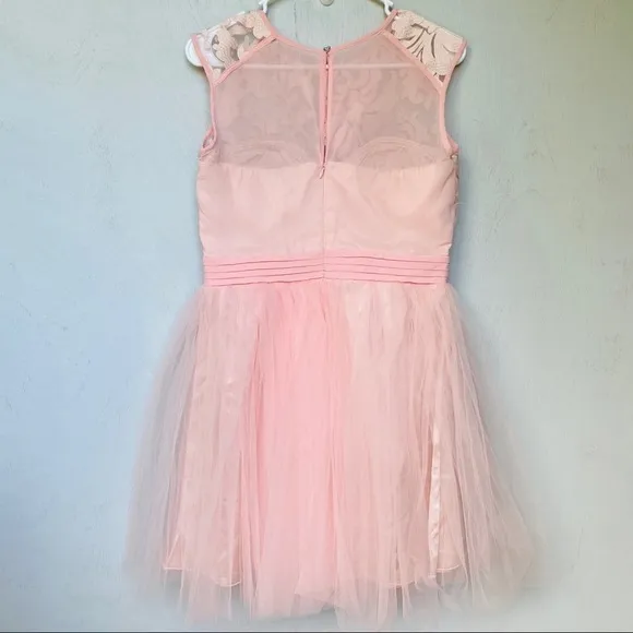 Little Mistress Pink Mesh &amp; Tulle Paisley Dress