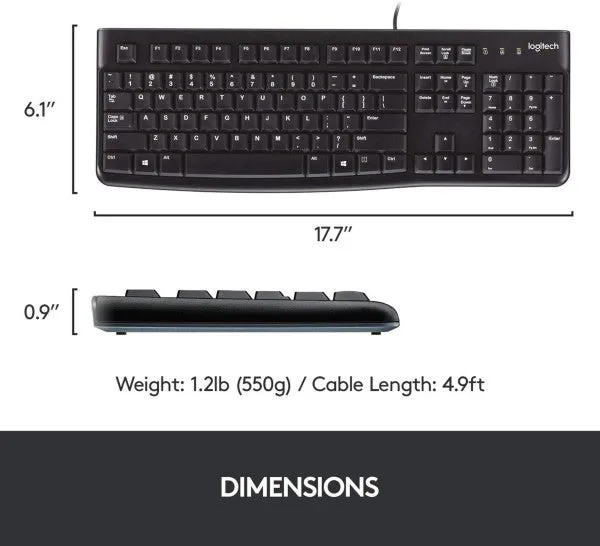 Logitech® K120 Corded Keyboard - USB 920-002508