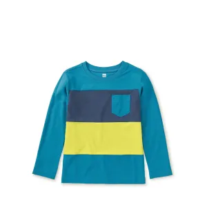 Long Sleeve Colorblock Pocket Tee - Nordic Blue