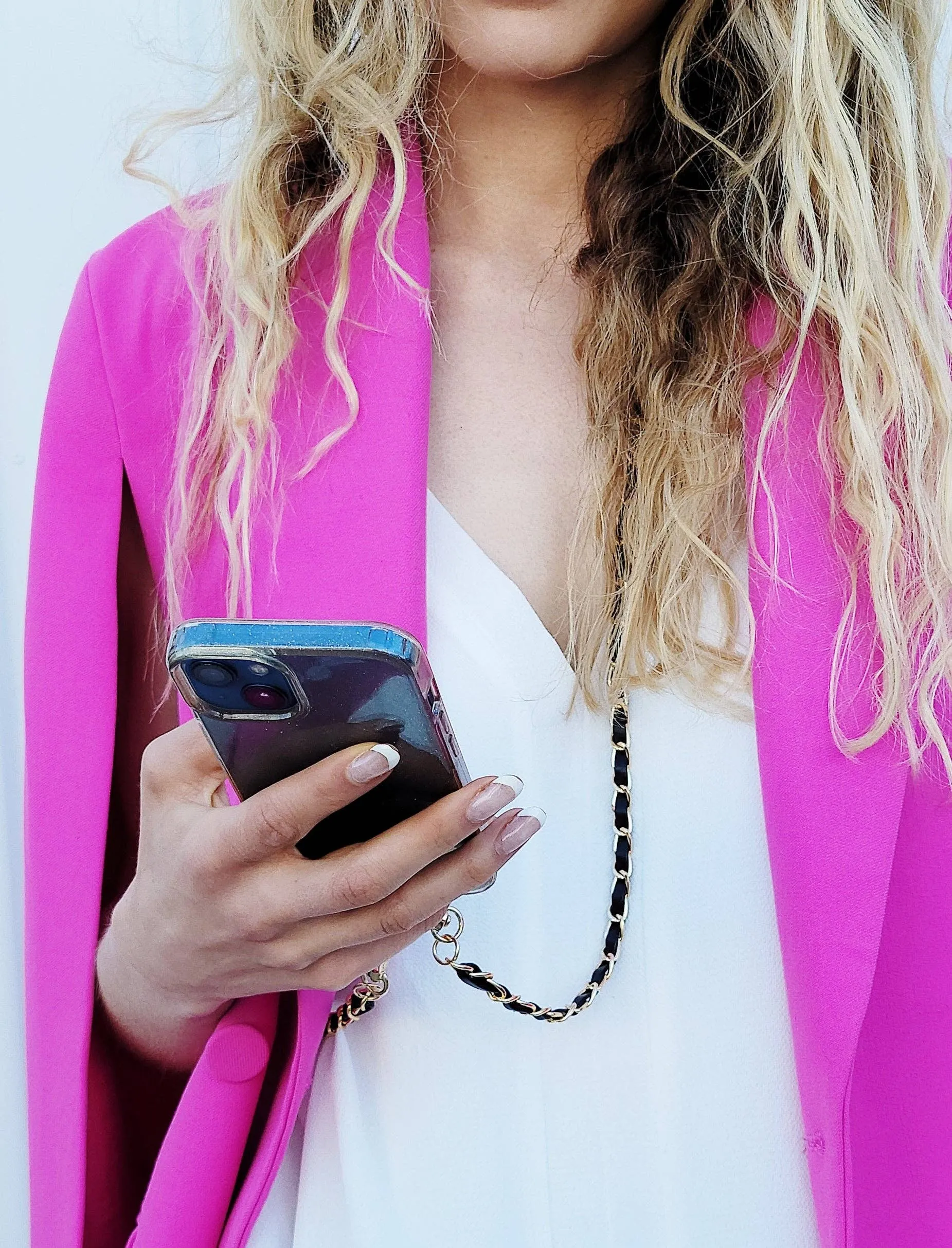 Long Vegan Leather Phone Chain