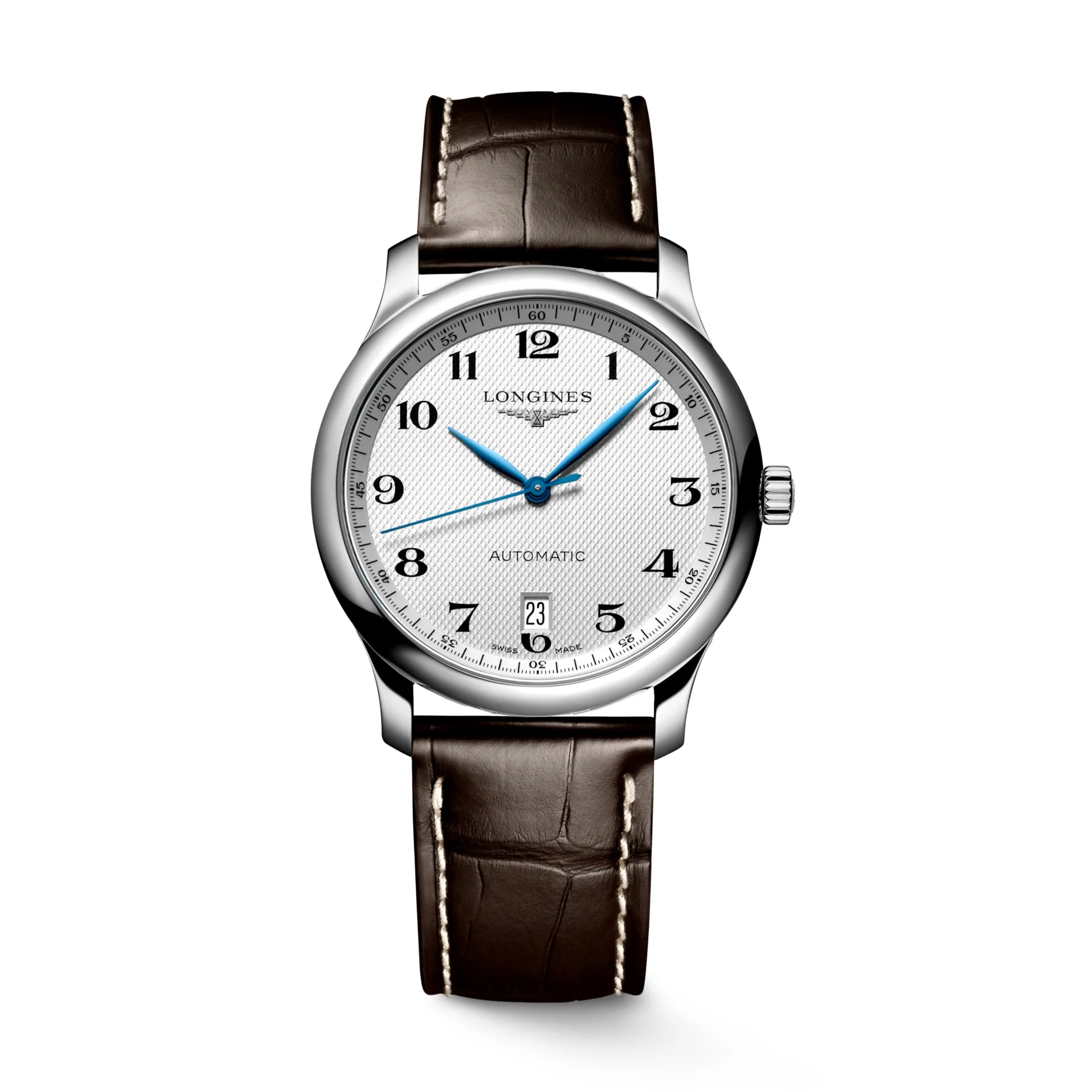 Longines Master 38MM Automatic Silver Date Window Brown Alligator Watch L26284783