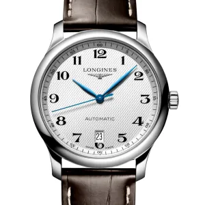 Longines Master 38MM Automatic Silver Date Window Brown Alligator Watch L26284783