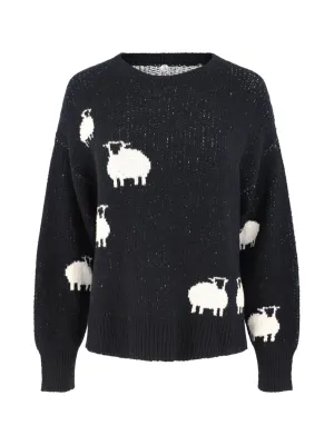 Margaret O'Leary Sheep Sweater in Black/Ivory