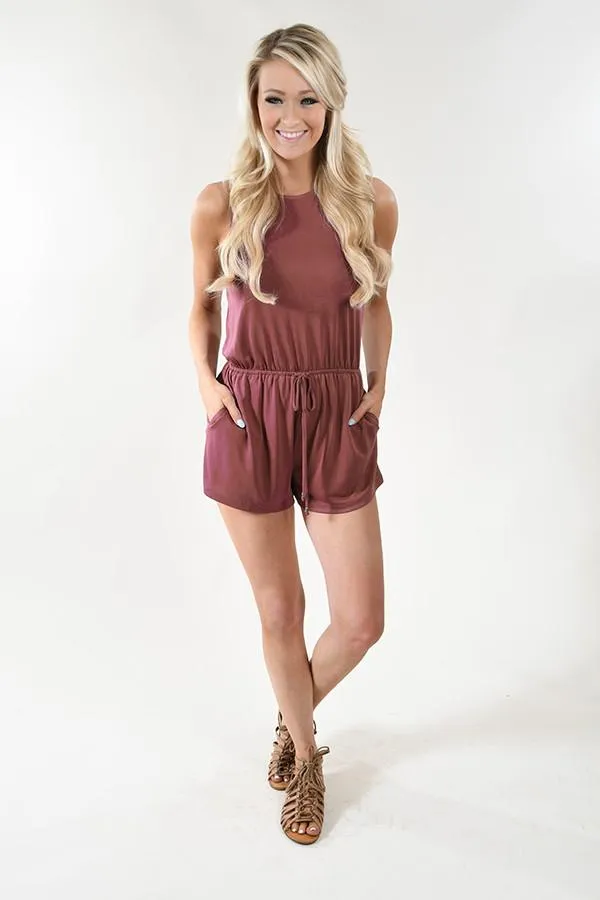 Maroon Drawstring Romper