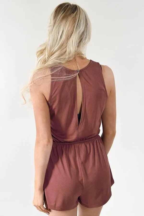 Maroon Drawstring Romper