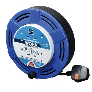 Masterplug MCT0813/4BL 4 Socket 8m 13A Medium Cassette Reel - Blue