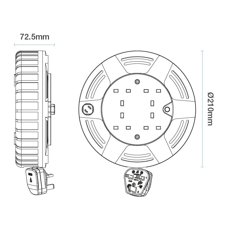 Masterplug MCT0813/4BL 4 Socket 8m 13A Medium Cassette Reel - Blue