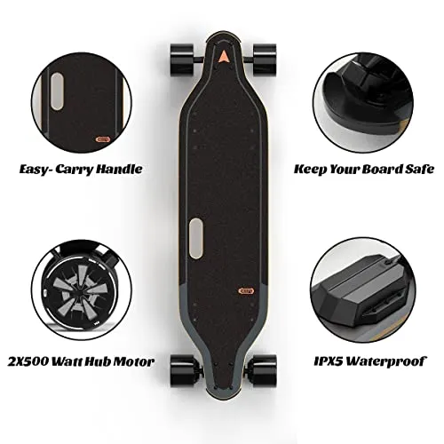 MEEPO Electric Skateboard, Top Speed of 28Mph, Smooth Brakes with Remote, Easy Carry Handle Design for Adults Teens and Beginners, V5