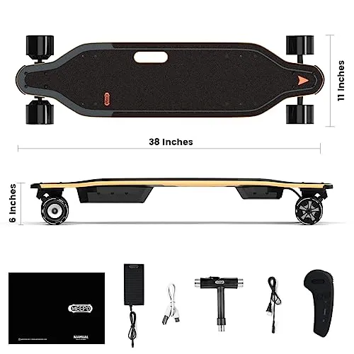 MEEPO Electric Skateboard, Top Speed of 28Mph, Smooth Brakes with Remote, Easy Carry Handle Design for Adults Teens and Beginners, V5