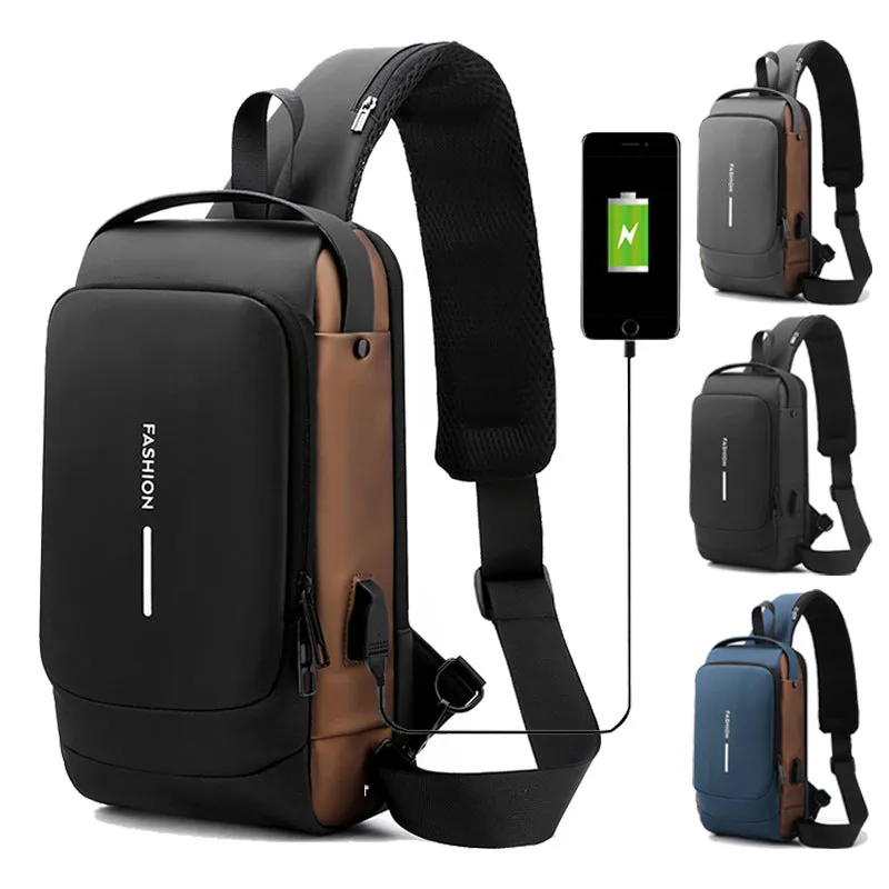 Men's Elegant Beautiful Charging Commuter Waterproof Men's Chest Bags